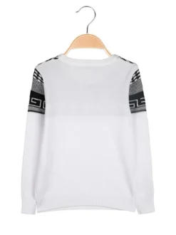 Brum Beby Pullover girocollo da bambino in maglia - bianco