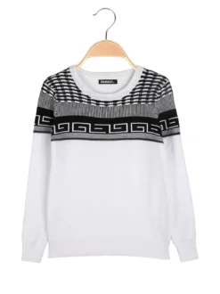 Brum Beby Pullover girocollo da bambino in maglia - bianco