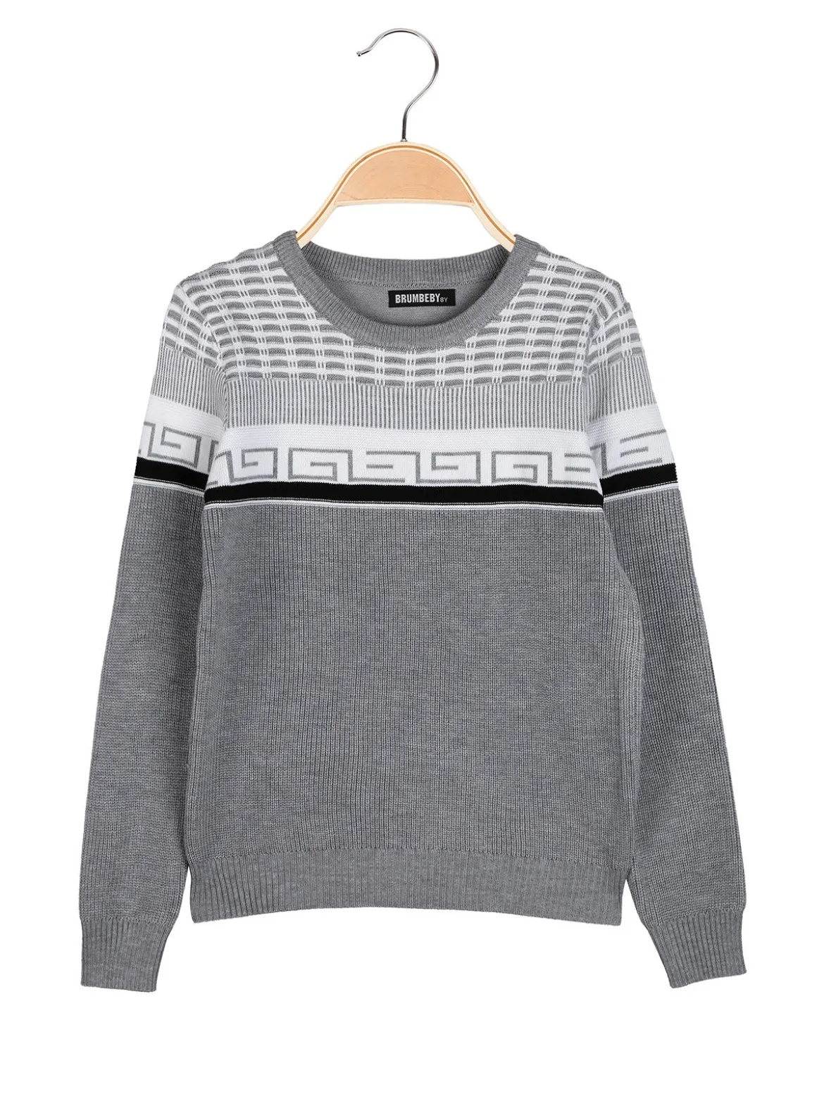 Brum Beby Pullover girocollo da bambino in maglia - grigio chiaro
