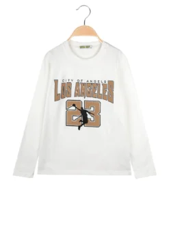 Brum Beby T-shirt da bambino a maniche lunghe con stampa - bianco