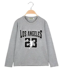 Brum Beby T-shirt da bambino a maniche lunghe con stampa - grigio
