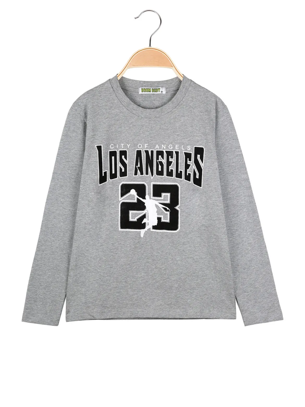 Brum Beby T-shirt da bambino a maniche lunghe con stampa - grigio