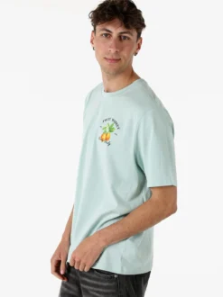 Buoncostume T-shirt da uomo in cotone con stampa davanti e dietro - acqua marina