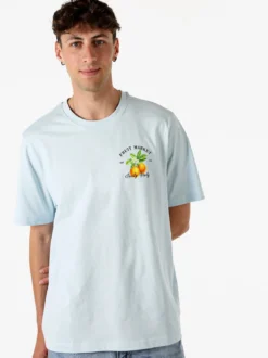 Buoncostume T-shirt da uomo in cotone con stampa davanti e dietro - azzurro