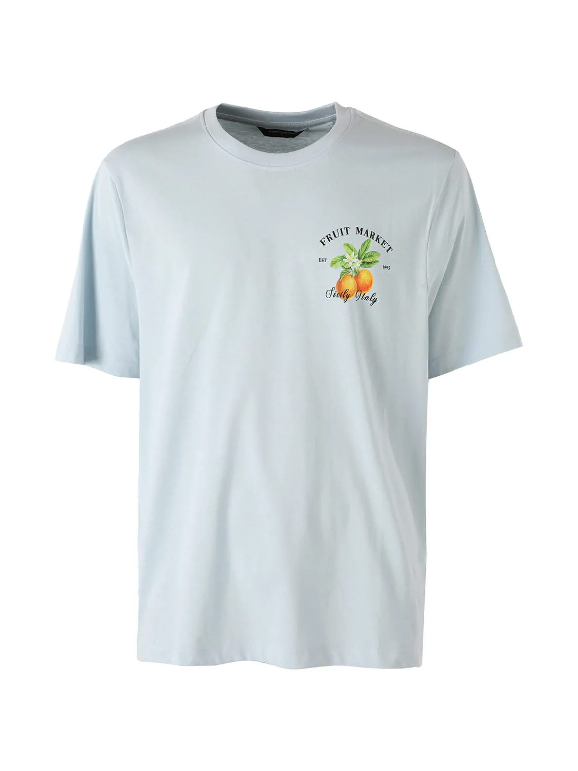 Buoncostume T-shirt da uomo in cotone con stampa davanti e dietro - azzurro