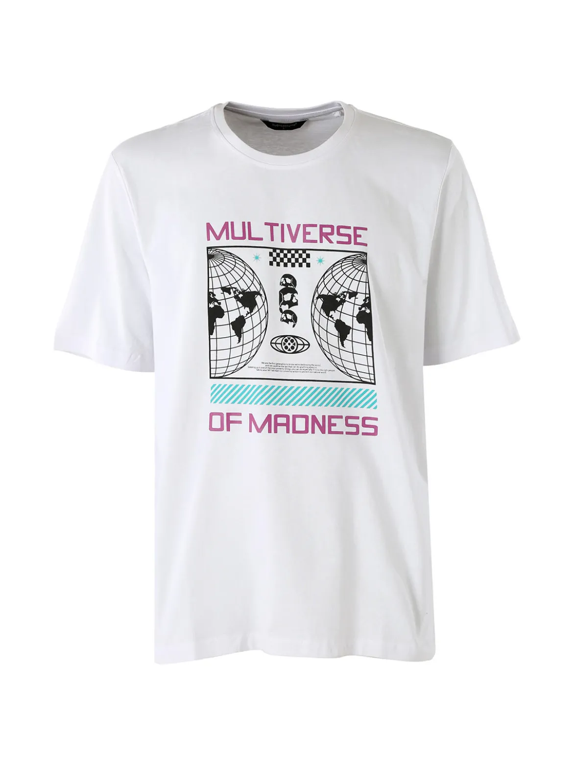 Buoncostume T-shirt girocollo da uomo in cotone con stampa - bianco