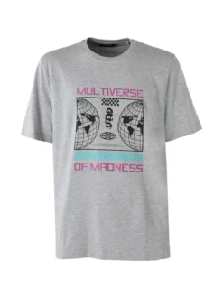 Buoncostume T-shirt girocollo da uomo in cotone con stampa - grigio