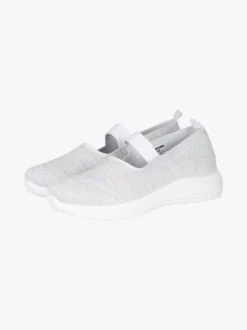Canguro Ballerine donna in maglia con zeppa e fascia elastica - bianco