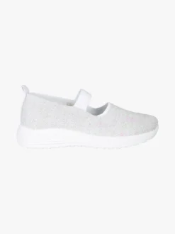 Canguro Ballerine donna in maglia con zeppa e fascia elastica - bianco