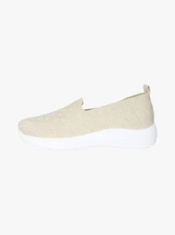 Canguro Sneakers donna slip on in maglia con zeppa - oro
