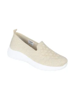 Canguro Sneakers donna slip on in maglia con zeppa - oro
