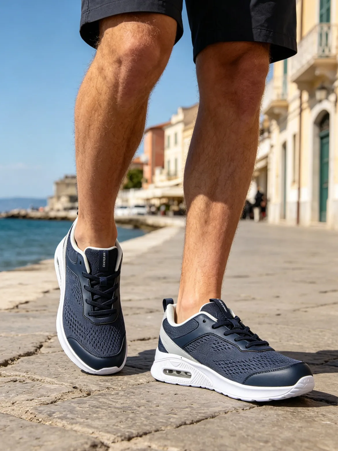 Canguro Sneakers sportive da uomo in tessuto con air - blu scuro