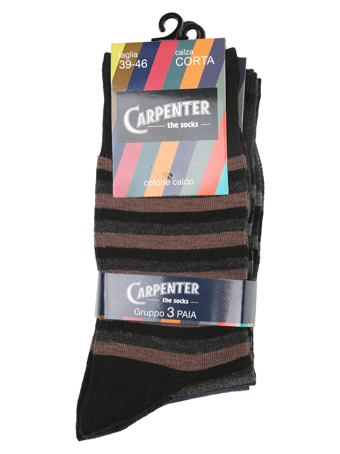 Carpenter Confezione da 3 paia di calze corte uomo a righe