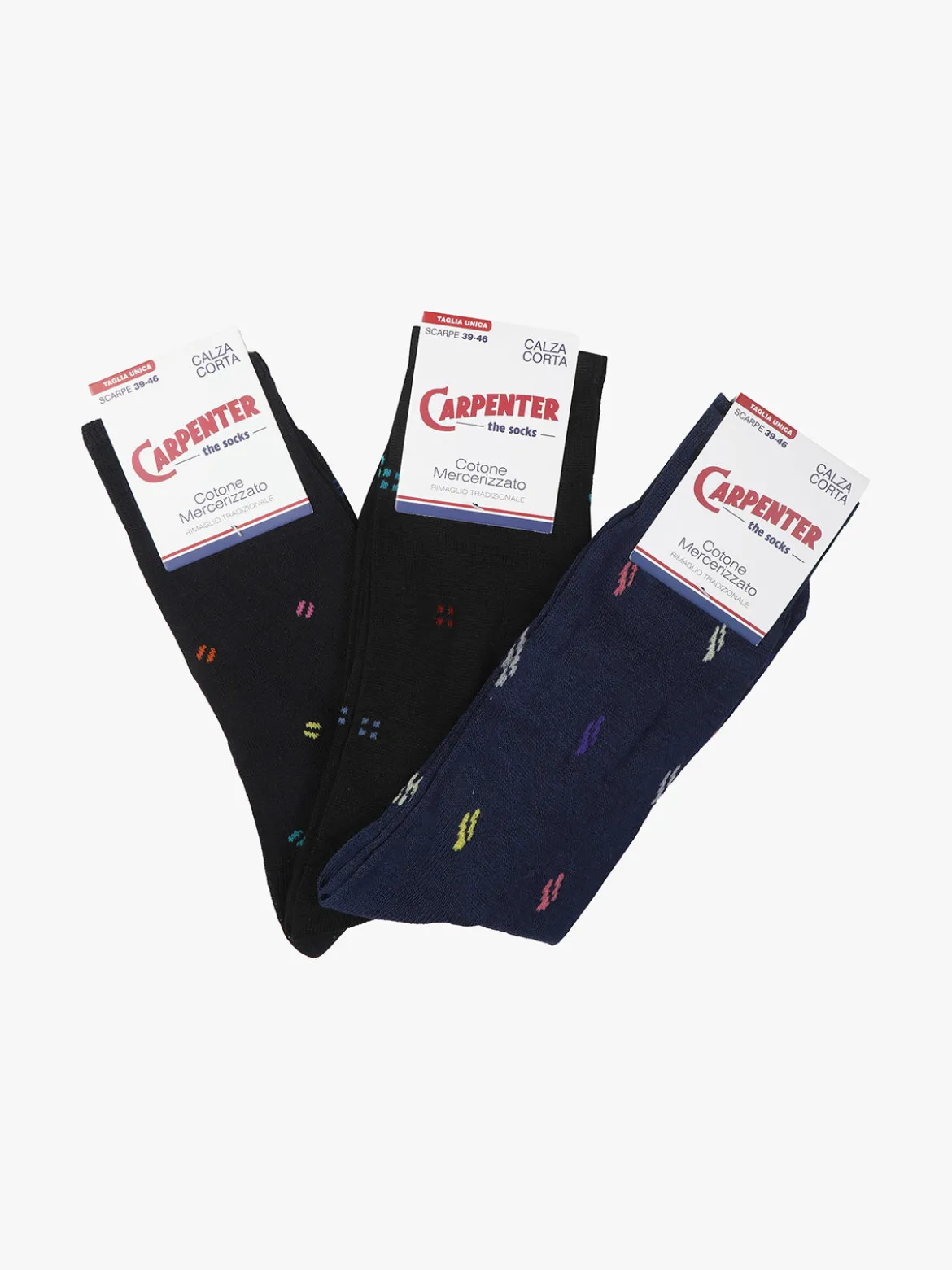 Carpenter 3 paia calze corte da uomo con stampe