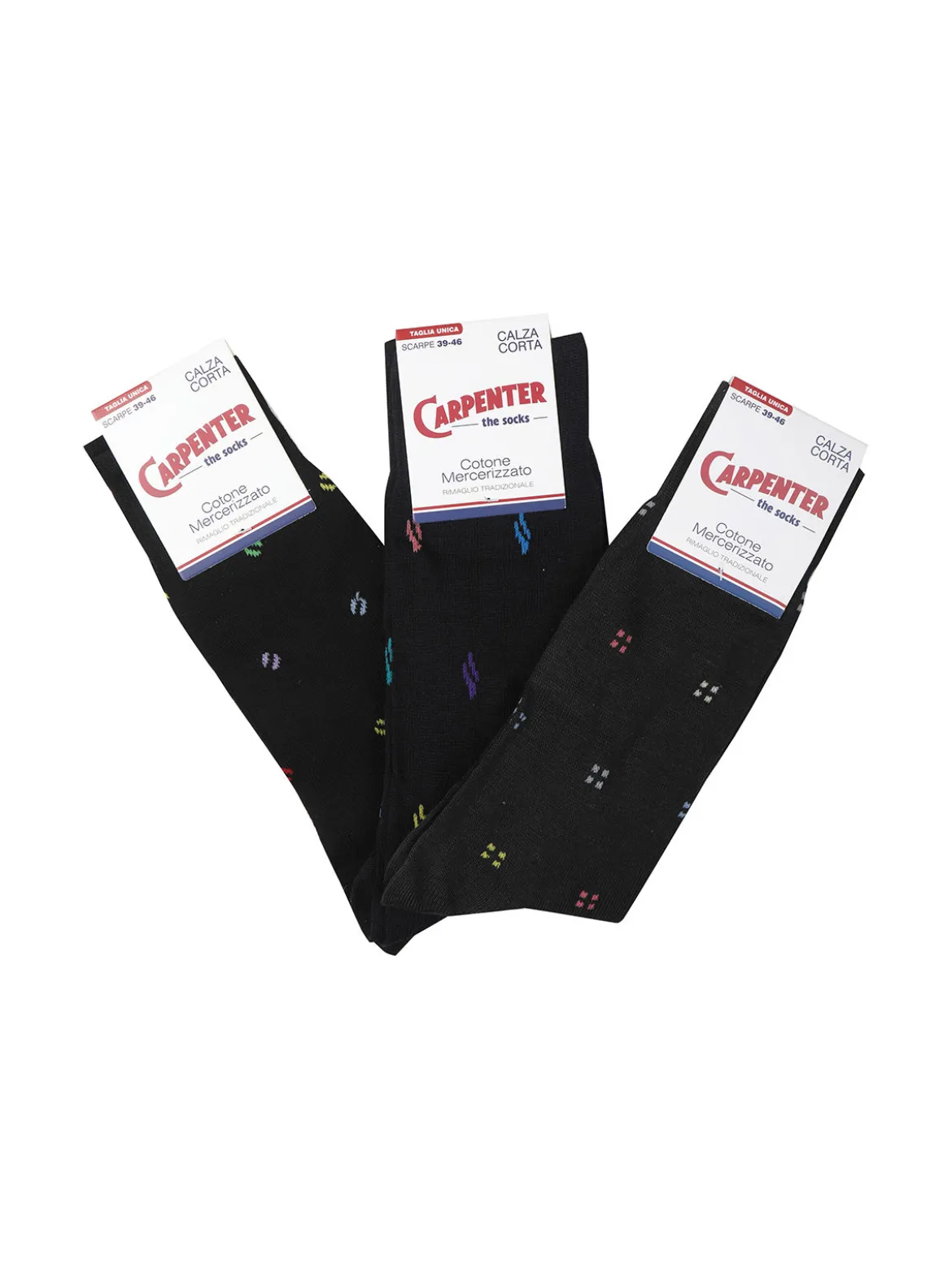 Carpenter 3 paia calze corte da uomo con stampe