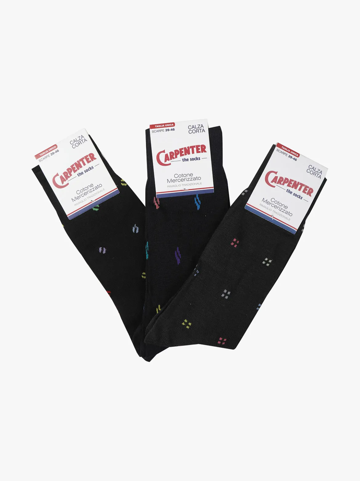 Carpenter 3 paia calze corte da uomo con stampe