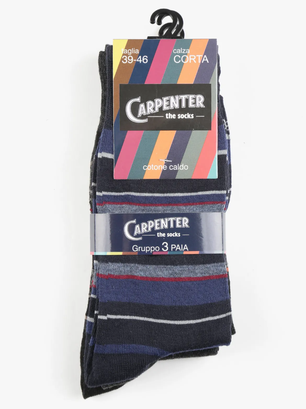 Carpenter 3 Paia di calze corte da uomo a righe