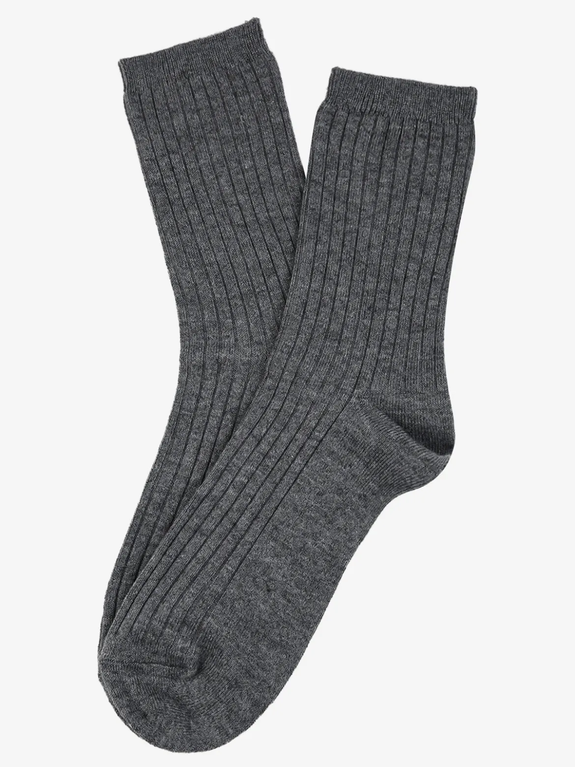Cashmere Blend Calze corte donna a coste in misto cashmere - grigio scuro