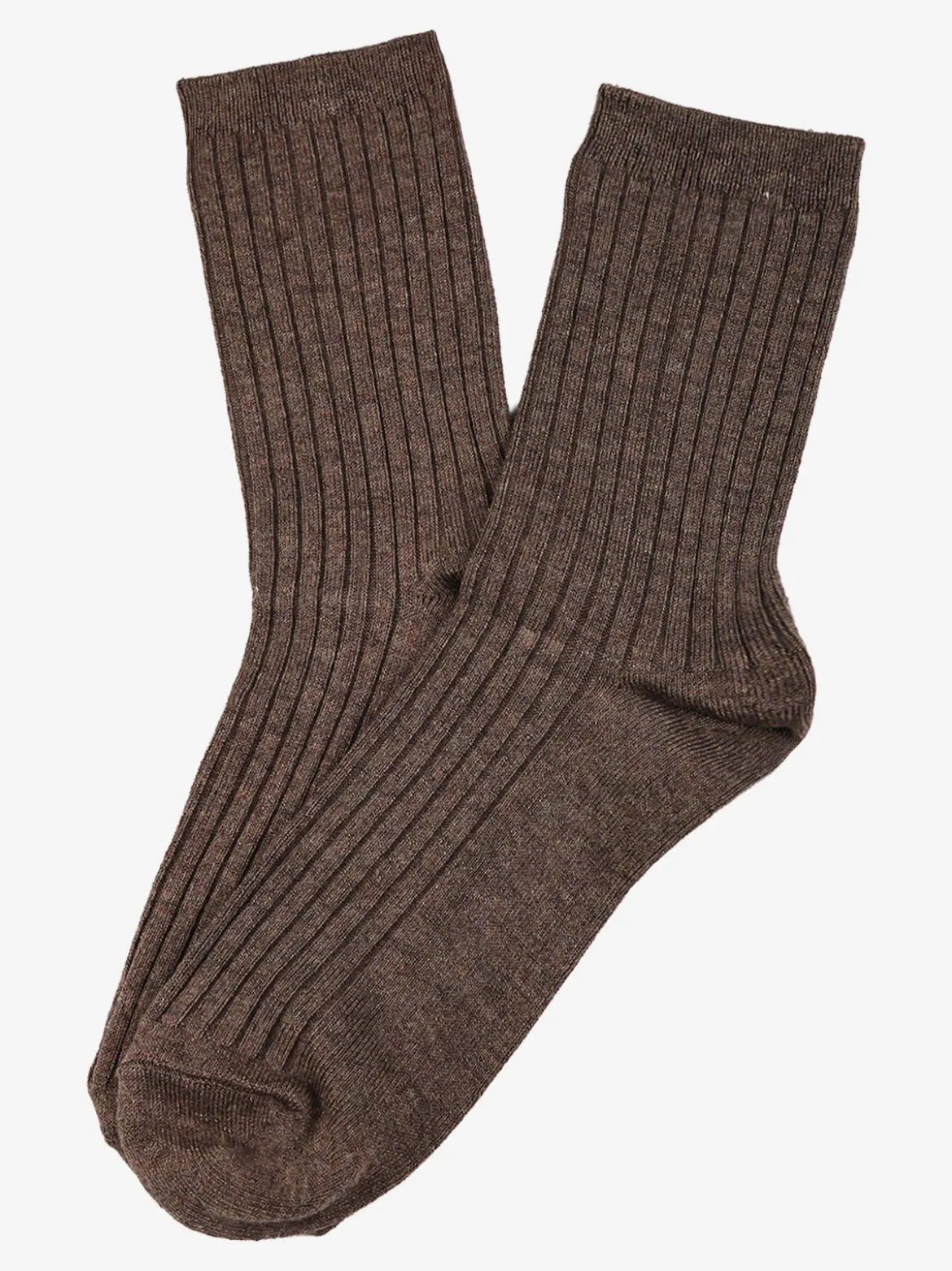 Cashmere Blend Calze corte donna a coste in misto cashmere - marrone