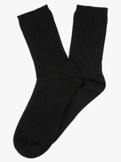 Cashmere Blend Calze corte donna a coste in misto cashmere - nero
