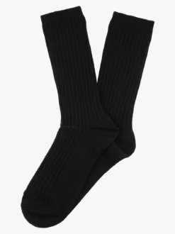 Cashmere Blend Calze lunghe donna a coste in misto cashmere - nero