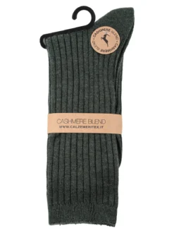 Cashmere Blend Calze lunghe donna a coste in misto cashmere - verde