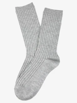 Cashmere Blend Calze lunghe donna a coste in misto cashmere - perla