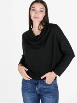 Caspiche Blusa donna con scollo a cascata e maniche a pipistrello