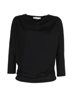 Caspiche Blusa donna con scollo a cascata e maniche a pipistrello