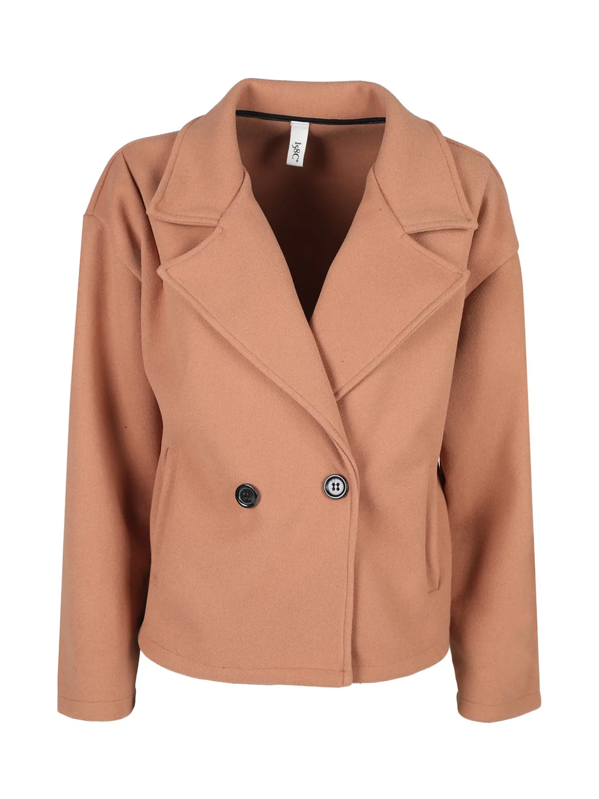 158c Cappotto corto da donna oversize con chiusura doppiopetto