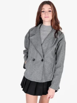 158c Cappotto corto da donna oversize con chiusura doppiopetto