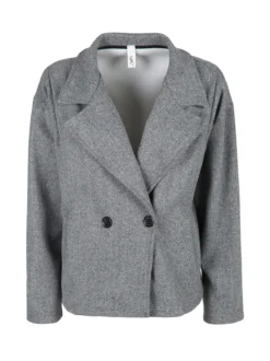 158c Cappotto corto da donna oversize con chiusura doppiopetto