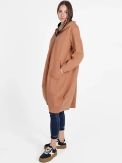 158c Cappotto lungo da donna con cappuccio e zip