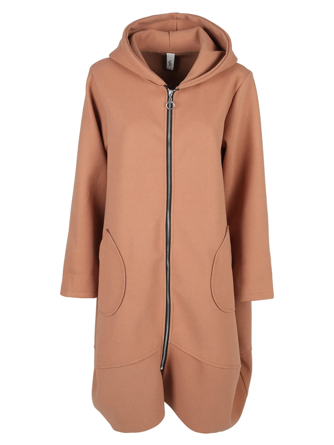 158c Cappotto lungo da donna con cappuccio e zip