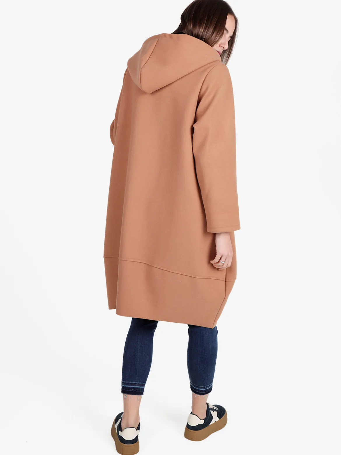 158c Cappotto lungo da donna con cappuccio e zip