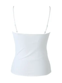 C'Est Monique Top donna con coppe imbottite e spalline sottili - bianco