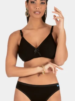Charme Attrazione Italiana Reggiseno sfoderato in cotone senza ferretto COPPA B - nero