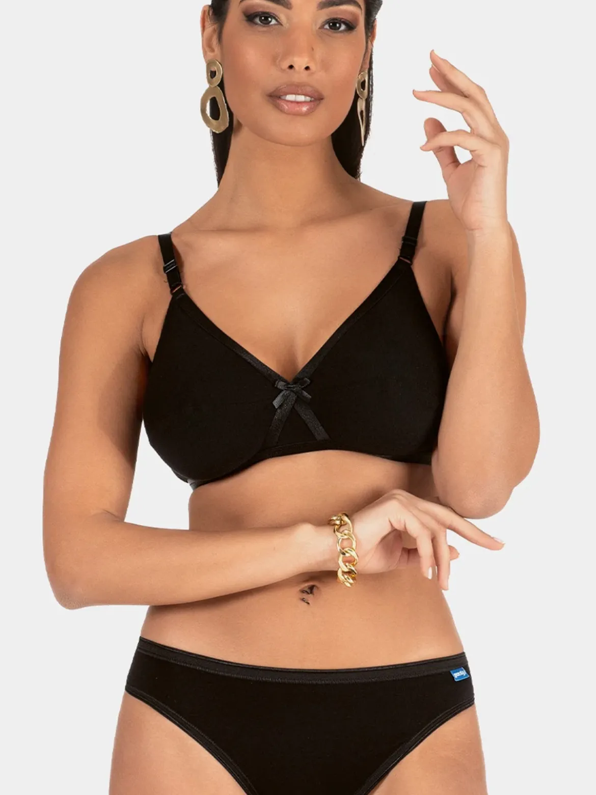 Charme Attrazione Italiana Reggiseno sfoderato in cotone senza ferretto COPPA B - nero