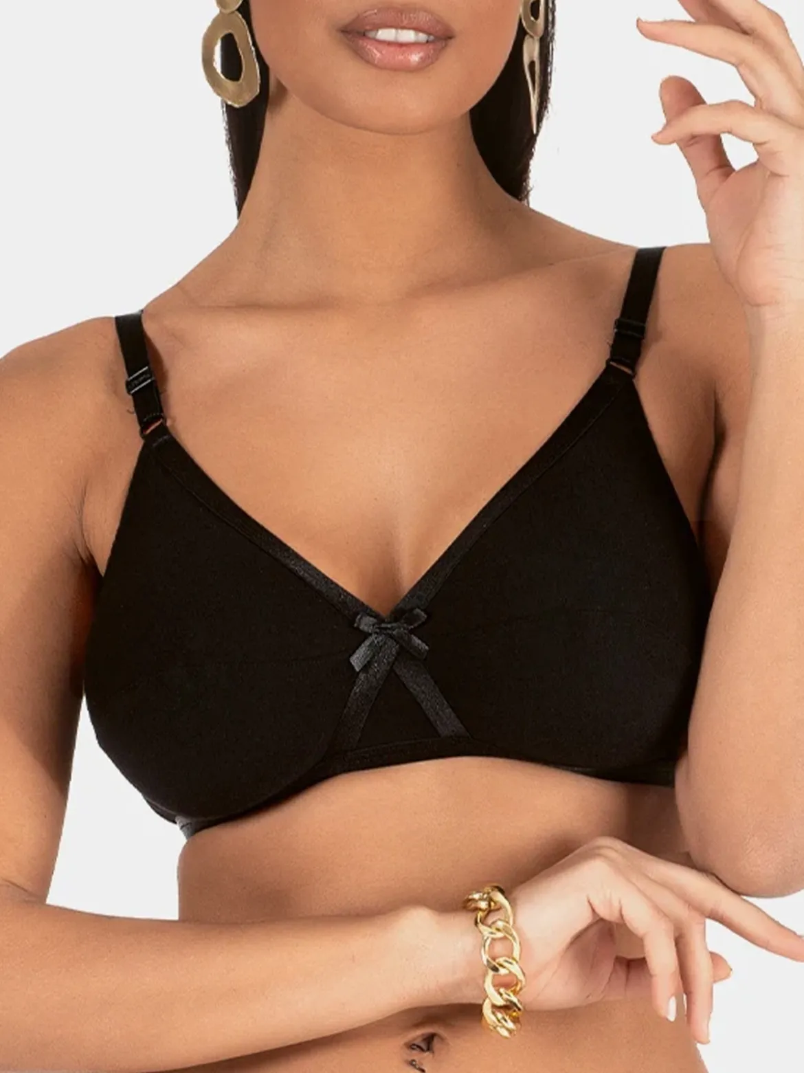 Charme Attrazione Italiana Reggiseno sfoderato in cotone senza ferretto COPPA B - nero