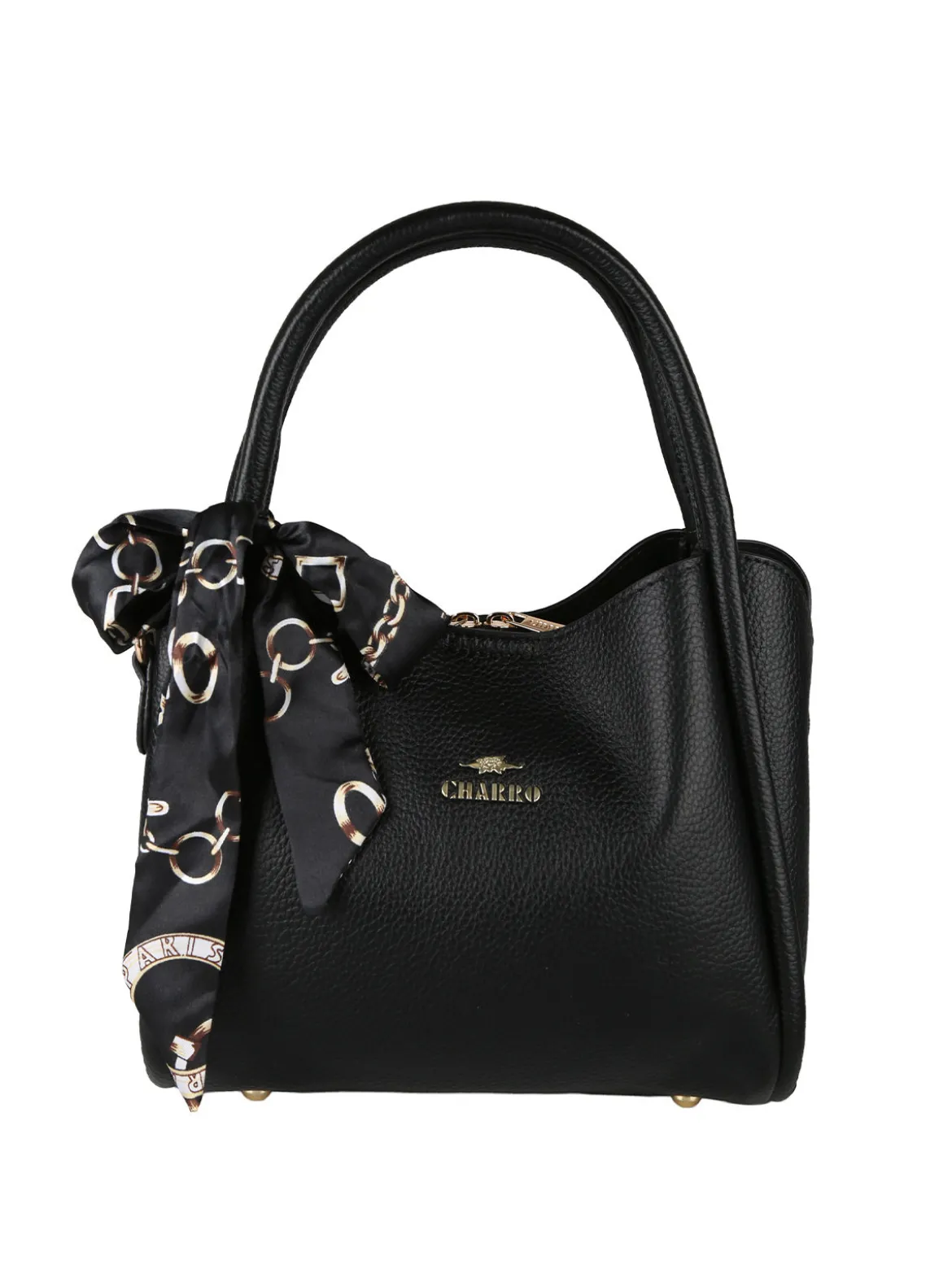 Charro Borsa a mano mini tote con foulard - nero