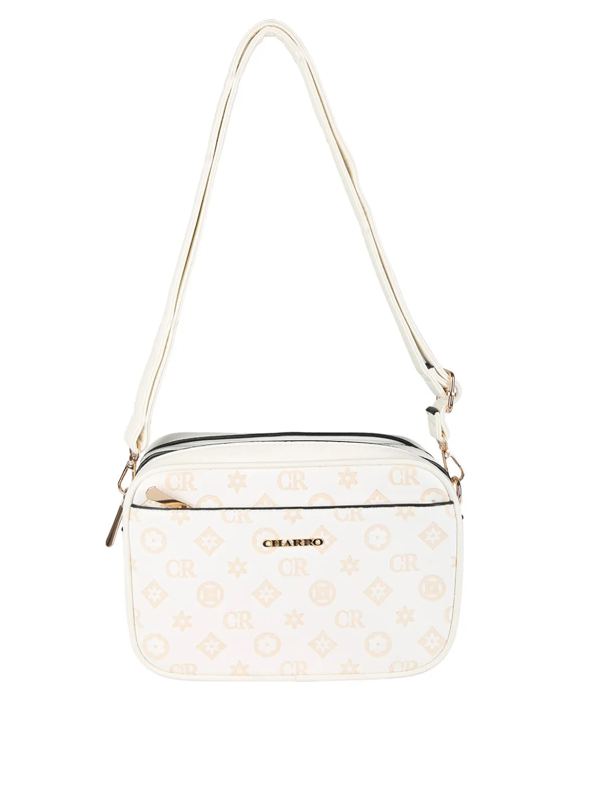 Charro Borsa a tracolla da donna con stampa monogramma - bianco