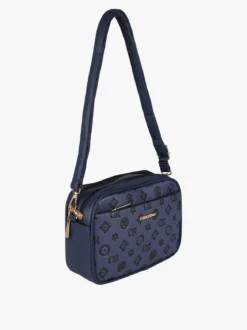 Charro Borsa a tracolla da donna con stampa monogramma - blu scuro
