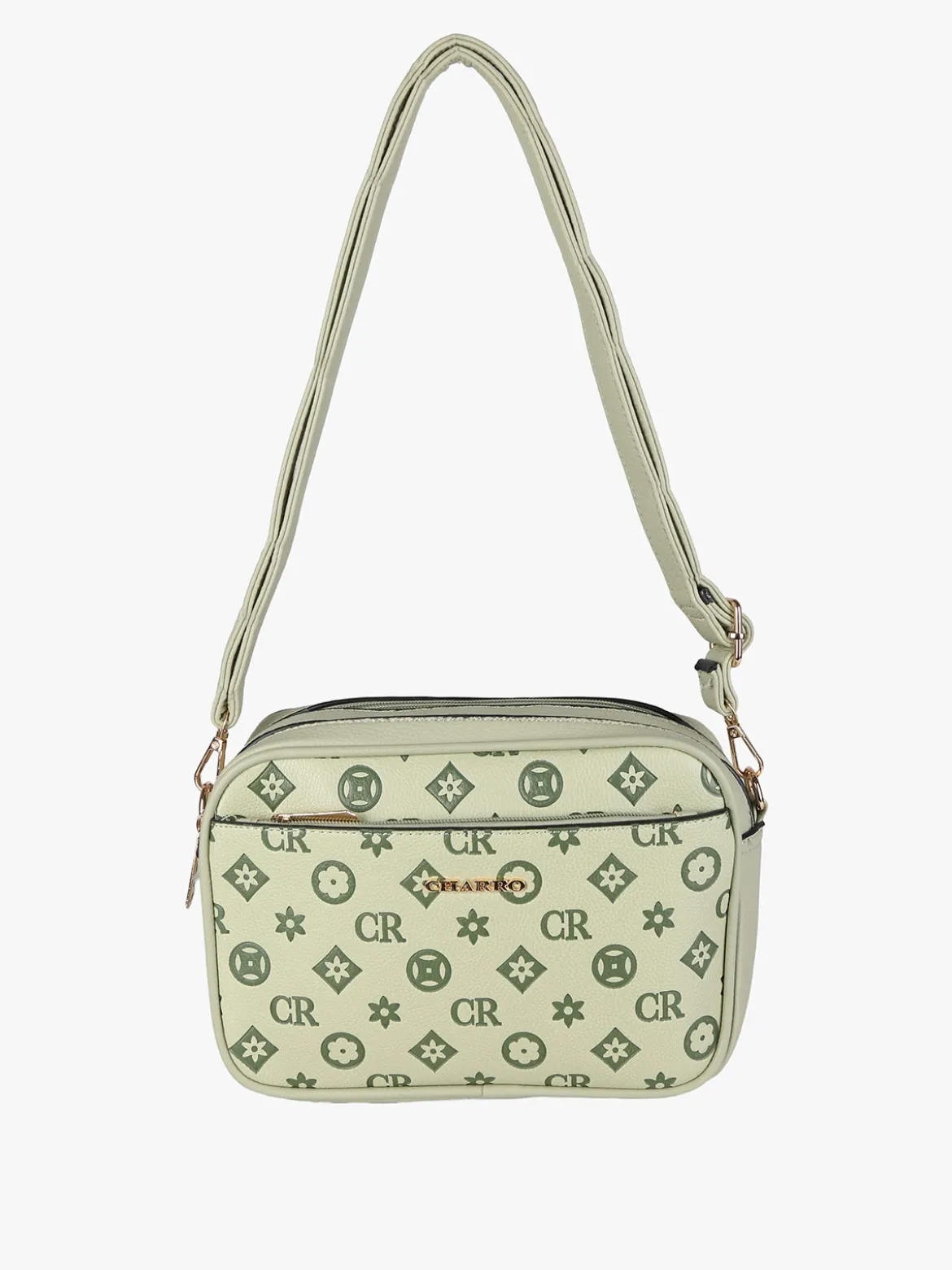Charro Borsa a tracolla da donna con stampa monogramma - pistacchio