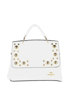 Charro Borsa frame con tracolla e borchie - bianco