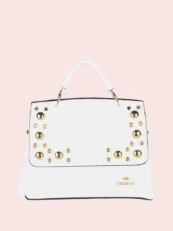 Charro Borsa frame con tracolla e borchie - bianco