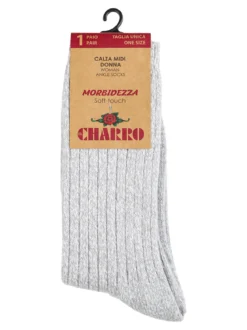 Charro Calze midi da donna morbide a costine - grigio