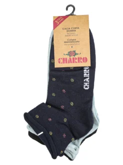 Charro Confezione da 3 paia di calze corte da donna in cotone