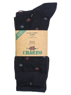 Charro Confezione da 3 paia di calze corte da uomo in cotone