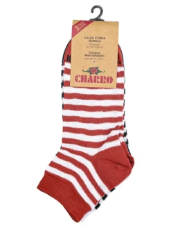 Charro Confezione da 3 paia di calze corte rigate da donna in cotone