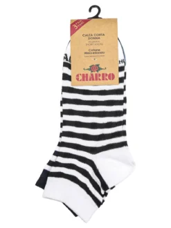 Charro Confezione da 3 paia di calze corte rigate da donna in cotone